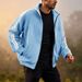 Men's Zip-Up Fleece Hoodie – Oversized Long Sleeve Pullover With Stand Collar (S-XXXL, Polyester Blend, Streetwear Essential, Spring Casual Wear)_viptrois.com