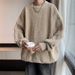 Unisex Oversized Knit Sweater – Minimalist Crewneck Pullover, Soft Polyester Winter Essential (M-2XL, )_viptrois.com