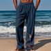 Men's Parrot Print Linen Pants – Loose Fit Casual Trousers With Tropical Bird Design (8 Colors, S-XXXL)_viptrois.com