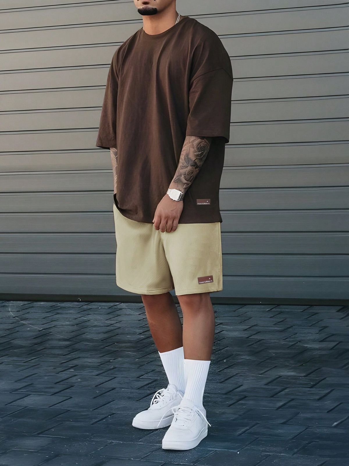 Men's Clothing Summer New Simple Sports Casual Suit Men's Short Sleeved T Shirt With Shorts With Small Icon ME2 MA1_viptrois.com