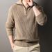 POLO Collar New Men's Autumn Winter Turtleneck Knit Korean Style Thickened Half Zip Sweater_viptrois.com