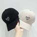 New autumn and winter corduroy heart embroidered baseball hat for women ins casual versatile face small duckbill cap for men_viptrois.com