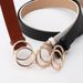 Women's Belts double-ring belt round buckle alloy snap belt student simple trouser belt sweater coat decorative belt_viptrois.com