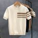 Men's Clothing Pullover Thin Short Sleeved T Shirt Advanced Round Neck Thin Knitted Sweater Half Sleeve_viptrois.com