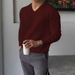 Chicken Heart V-neck Knitted Sweater, Warm Solid Color Base Sweater, Slim Fit Pullover, Thread Jacket_viptrois.com