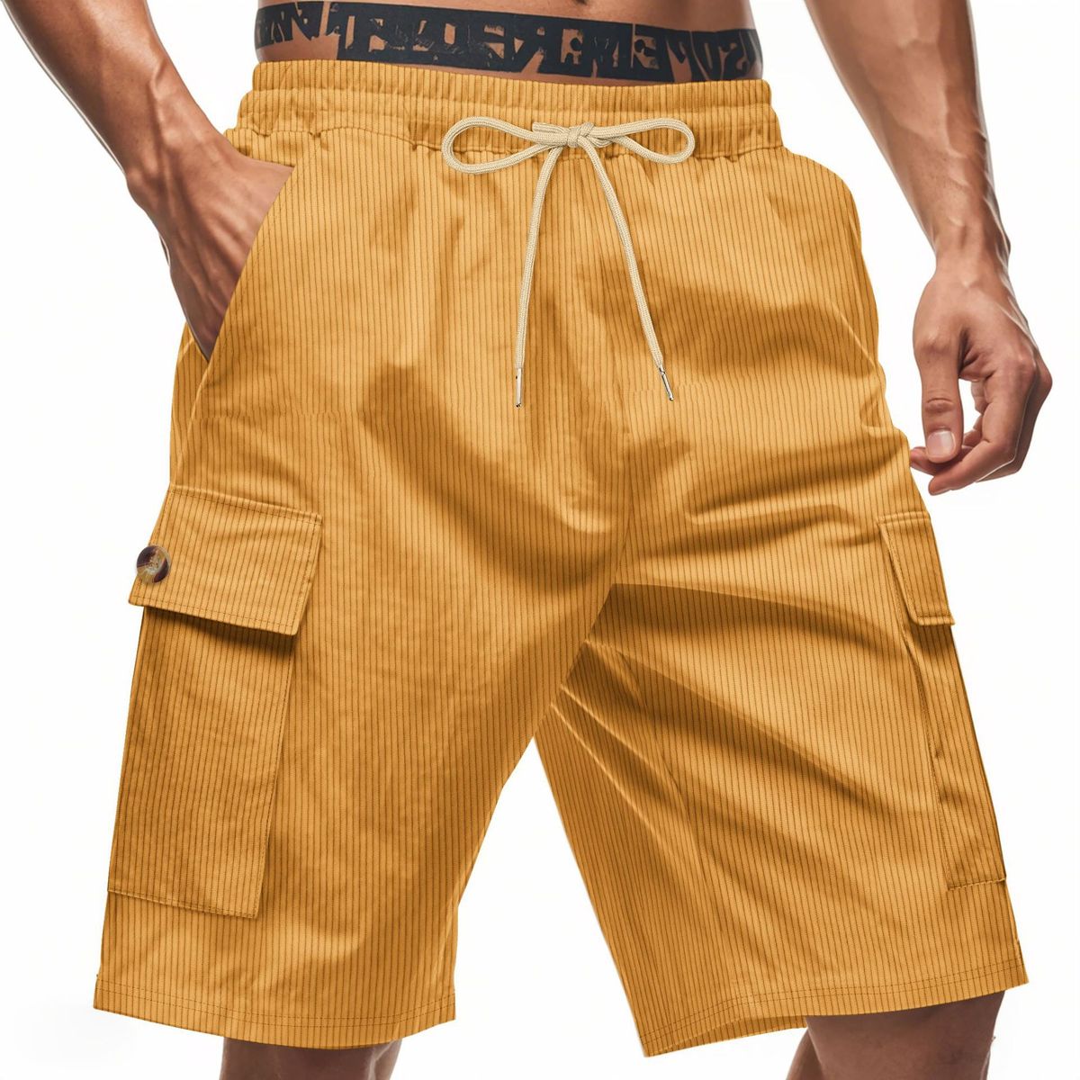 Men's Clothing Summer Men's Casual Corduroy Multi Pocket Workwear Shorts Trendy Shorts Men_viptrois.com