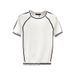 Men's Clothing Summer New Style Ice Silk Thin Knitted Short Sleeved T Shirt Contrast Color Slim Bottoming Shirt_viptrois.com