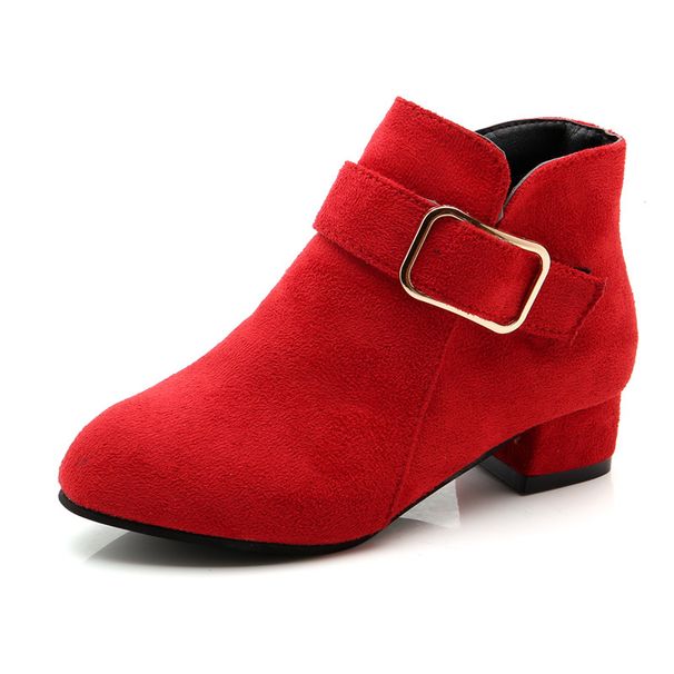2023 New Korean Style Autumn and Winter Fleece-lined Warm Girls' Boots Frosted Mid-barrel Heightened Casual Girls Martin Ankle Boots_viptrois.com