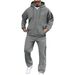 Men's Clothing Menswear Trendy Brand Heavyweight Knitted Sweatshirt Cardigan Set, Hello Letter Casual Hooded Sweatshirt Set_viptrois.com