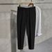 Spring/Summer Tapered Cropped Slim Fit Men's Suit Trousers Flowy Wrinkle Free Business Casual Long Pants_viptrois.com