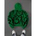 Men's Clothing Young Street Graffiti English Words Trendy Graffiti Font Print White Hooded Sweatshirt_viptrois.com