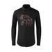 Men’s Printed Long-Sleeve Shirt – Fashion Cotton Blend, Slim Fit, Unique Trendy Style (White/Black/Navy/Color Blue)_viptrois.com