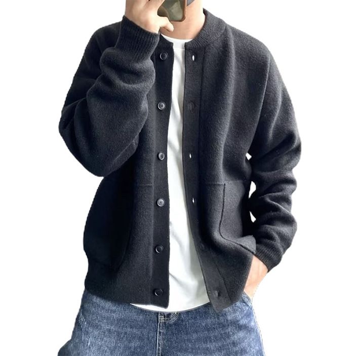 Oversized Knit Cardigan – Unisex Winter Pullover With Stretch Fit (Black/Beige/Green, S-2XL)_viptrois.com