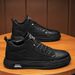 Men's High Top Retro British Style Casual Leather Boots - Waterproof Slip-On Ankle Boots With EVA Insole For All-Day Comfort_viptrois.com