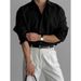 Men’s Clothing Black Shirt Men's Long Sleeved Spring Loose Shirt Niche Design Casual_viptrois.com