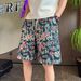 Men's Plus Size Trendy Graffiti Beach Shorts Casual Loose Five Point Pants New Style Painted Suitable For Wearing Outside_viptrois.com