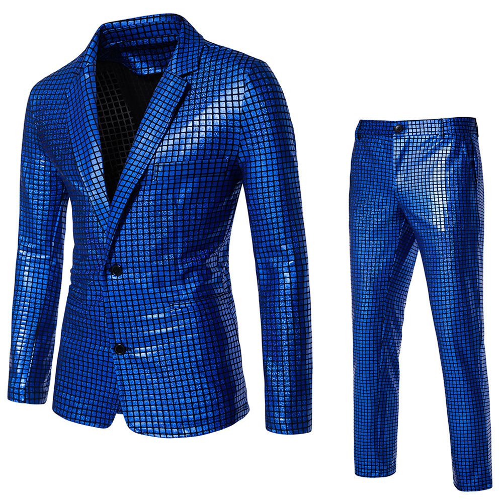 Men's Sequin Hot Stamping Disco Cosplay Party Stage Night Club Shiny And Cool Performance Suit Set_viptrois.com