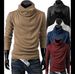 Men's Slim Fit Stacked Neck Knit Tee - Breathable Cotton Blend Long Sleeve Shirt, Minimalist Korean Style Basic Top_viptrois.com