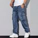 Cross-border American High Street Style Cool Retro Multi-pocket Workwear Jeans, Spring And Autumn Loose Straight Casual_viptrois.com