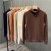 Pure Black Sweater Men's Autumn And Winter New Casual Stretch Bottoming Shirt Slim Youth Turn High Coll Fleece-lined_viptrois.com