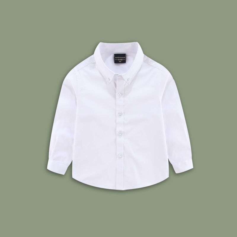 Children's White Shirt Boy White Shirt Long Sleeve Spring And Autumn Primary School Student Uniform One Piece Wholesale And Retail_viptrois.com