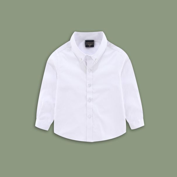 Children's White Shirt Boy White Shirt Long Sleeve Spring And Autumn Primary School Student Uniform One Piece Wholesale And Retail_viptrois.com