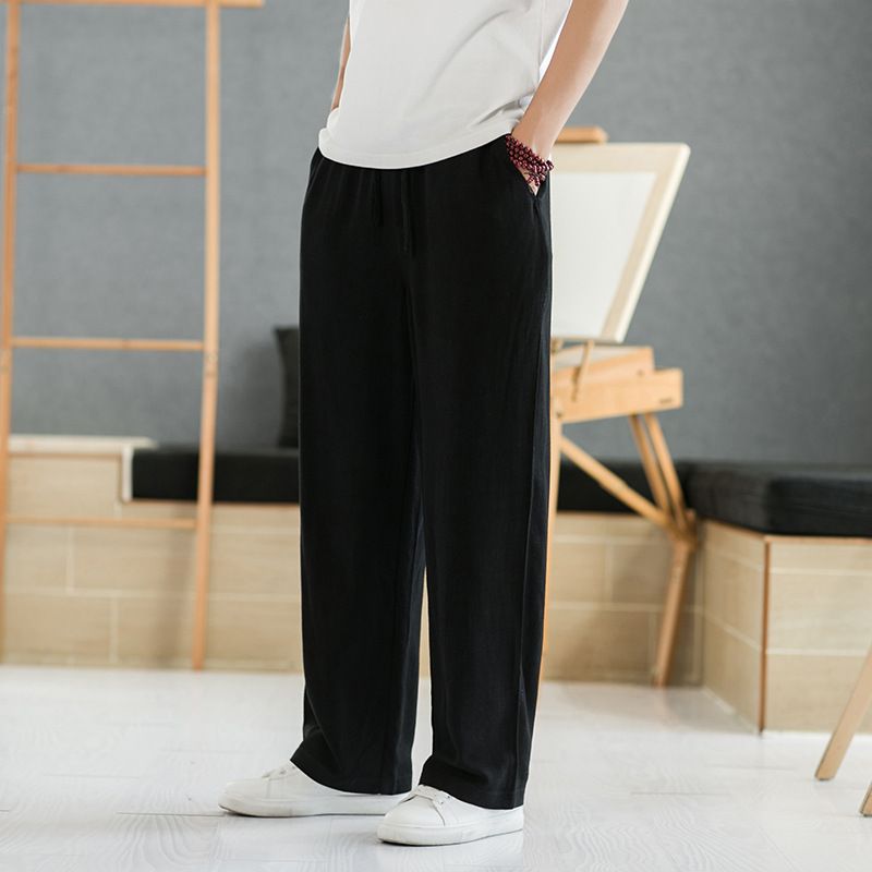 Men's Clothing Linen Pants Summer Thin Cotton And Linen Pants Summer Casual Straight Loose Trousers_viptrois.com