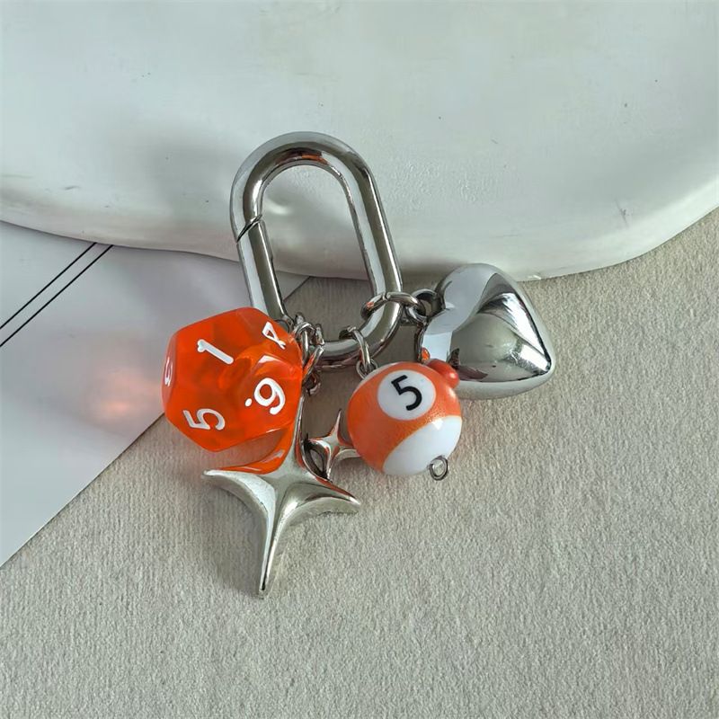 Ins Exquisite Retro Black Lucky Dice String Keychain Fashion Bag Pendant Student School Bag Pendant_viptrois.com