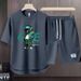 Men's Clothing 2024 Waffle Casual Summer Suit Men's Loose Teen Short sleeved T shirt Shorts Handsome Two piece Suit_viptrois.com