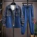Cowboy Men's Spring Autumn 2024 New Trend Brand Trendy Teenage Boys And Students Workwear Jacket Lapel Set_viptrois.com