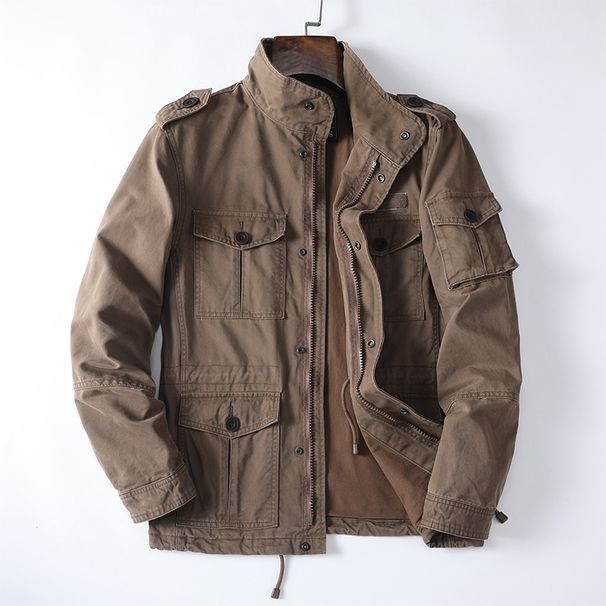 Pulse European American Retro Spring And Autumn Heavyweight All-Cotton Casual Men's Youth Jacket Loose Zipper In Stock_viptrois.com