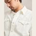 Men's Clothing Long Sleeved Ivory Washed Denim Shirt Button Decoration Pure Cotton Retro Slim Denim Shirts_viptrois.com