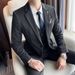 Men's Clothing Slim Fit Blue Stripe Suit Three-Piece Set, Formal Wedding Groom Tuxedo, Business Office Blazer & Pants, Korean Style Tailored Suit _viptrois.com