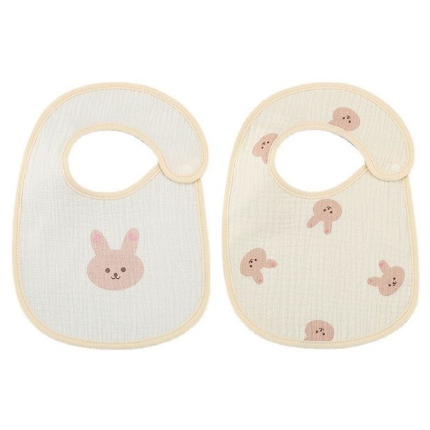 2pcs/set Waterproof Baby Bibs Cotton Infant Feeding Bib Newborn Burp Cloths Bandana for Kids Boys Girls Soft Saliva Towel_viptrois.com