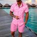 Men's Clothing 2025 Hot Cross Border Fashion Short Sleeved Shirt Suit Men's Casual 3D Printed Short Sleeved Shorts Shirt_viptrois.com
