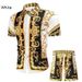 Men's Clothing Short-sleeved Court Retro Digital 3D Printed Shirt Shorts Suit_viptrois.com