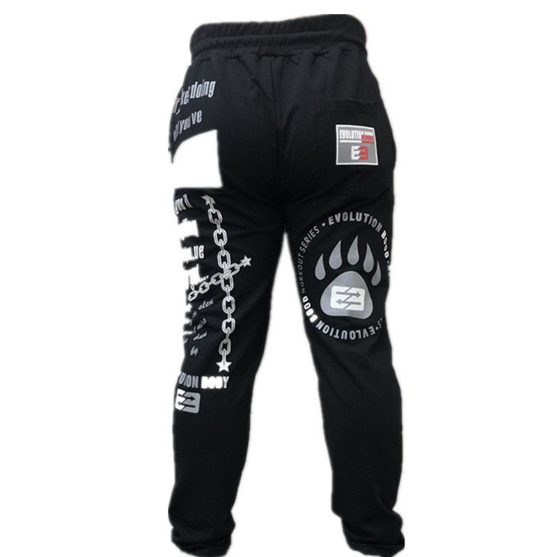 Men's clothing cotton running casual sports pants personality large print loose fitness pants_viptrois.com