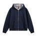 American Style Solid Color Hooded Cardigan Sweatshirt Men's Spring Autumn Loose Trendy Street Casual Long Sleeve Hoodie_viptrois.com