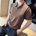 Summer New Arrival Men's Short Sleeve Polo Shirt High Elastic Ice Silk Bubble Turn down Collar T-Shirt with Half Zipper Trendy Wholesale_viptrois.com