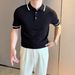 Men's Clothing Summer Short Sleeve Knitted Sweater For Men Ice Silk Collar Slim Fit Classic Business T-Shirt_viptrois.com