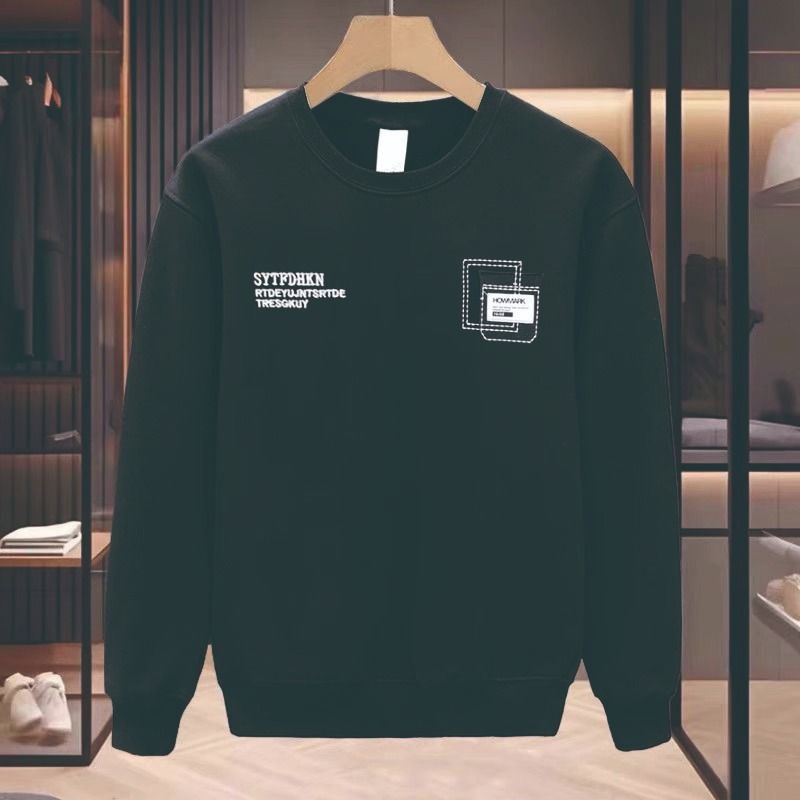 Men's Clothing Autumn And Winter Printed Boys' Tops Fashionable Pullover Round Neck Long Sleeves Casual All Match Trendy Men's Sweatshirt Plus Velvet_viptrois.com