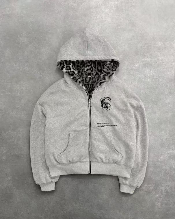 Men's Clothing European And American Winter New Leopard Print Reversible Sweatshirt Street Hip Hop Men's And Women's Plus Velvet Thickened Earth Eye_viptrois.com