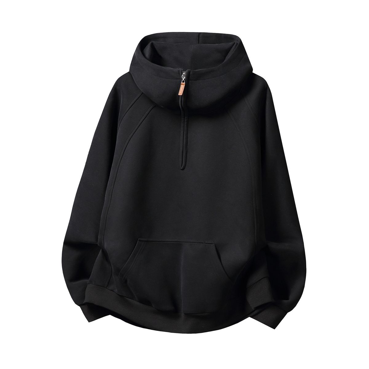 Nordmann 3D Split Half-Zip For Men, Autumn And Winter New Heavyweight Thickened Half-Turtle Neck Raglan Sleeve Hoodie Jacket_viptrois.com