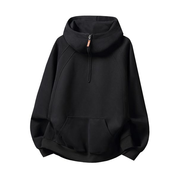 Nordmann 3D Split Half-Zip For Men, Autumn And Winter New Heavyweight Thickened Half-Turtle Neck Raglan Sleeve Hoodie Jacket_viptrois.com