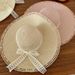 2025 New Bow Lace Straw For Women's Summer Beach Vacation Sunshade With Large Brim Sunscreen Hat_viptrois.com