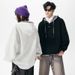 Reversible Plaid Hoodie – Korean Oversized Unisex Zip-Front With Dual Wear Options, Black & Grey Checkered_viptrois.com