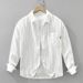 Striped Linen Long Sleeved Shirt For Men, Fashionable And Versatile, Artistic And Casual Loose Top_viptrois.com