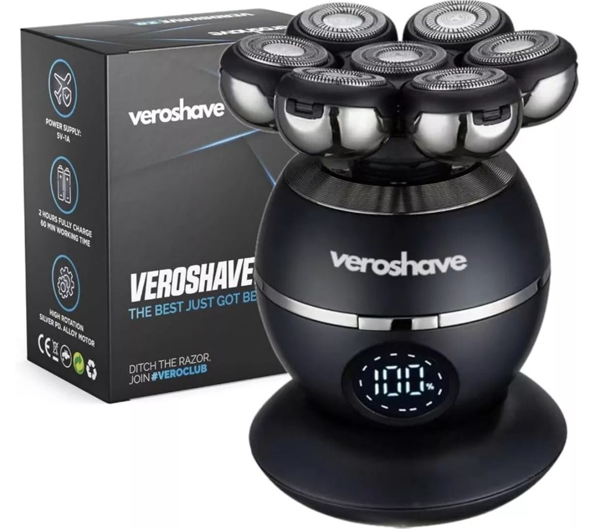 Veroshave Head Shaver Waterproof Wireless USB Rechargeable Electric Razor_viptrois.com