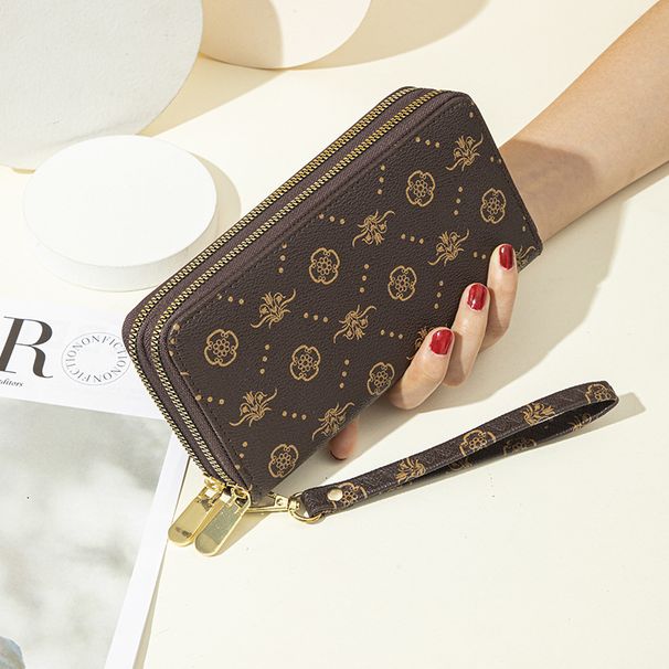 Women's Wallet Card Cases Double Zipper Clutch Bag Style Printed Wallet Women's Long Large Capacity Double Layer Wallet Mobile Phone Bag_viptrois.com
