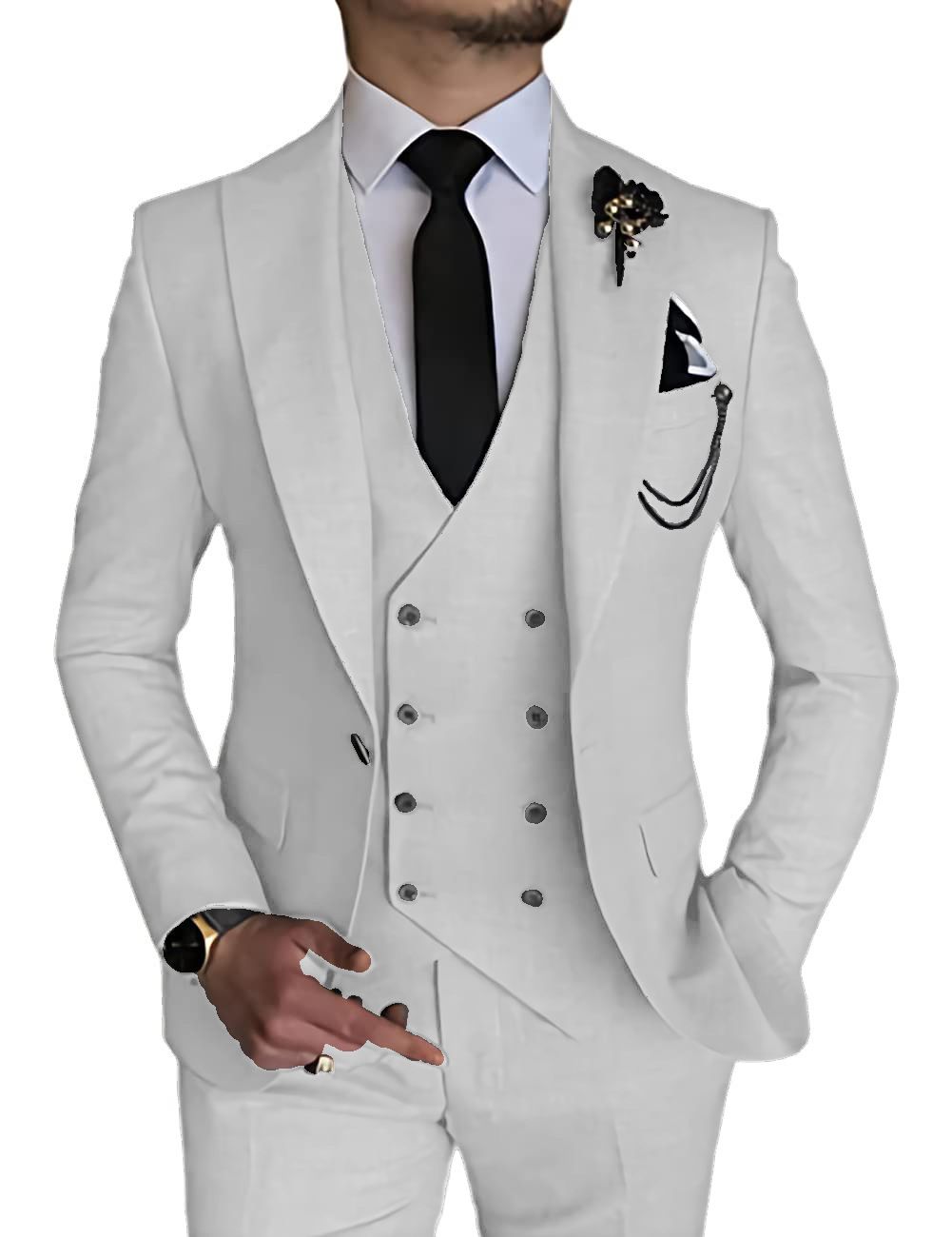 Men's Three-piece Business Suit, Cross-border Best-selling Serge Suit For Men, Wedding Dress, Groom's Best Man's Dress_viptrois.com
